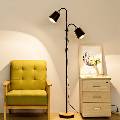 Double Head Floor Lamp Adjustable Lighting for Living Room, Bedroom & Bedside