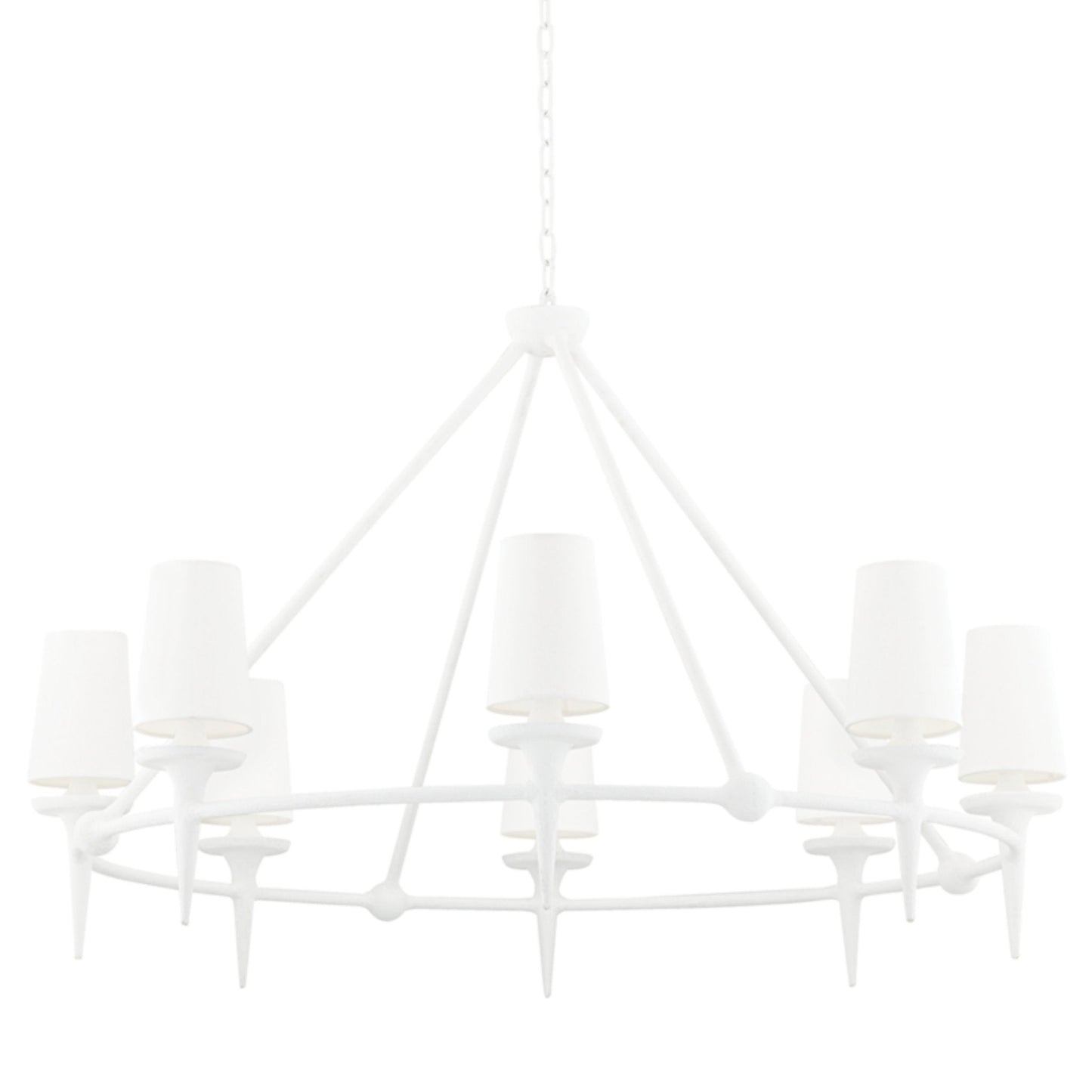 Torch 8-Light Chandelier in White Plaster 48L x 48W x 30.5H