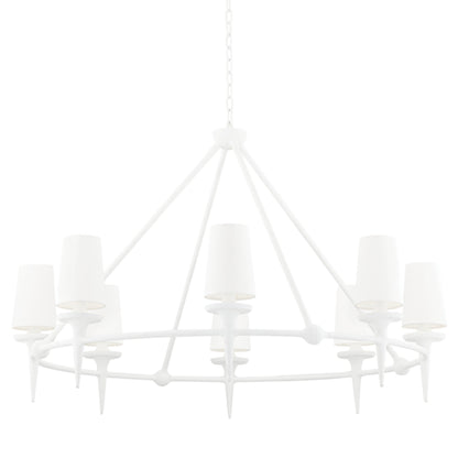 Torch 8-Light Chandelier in White Plaster 48L x 48W x 30.5H