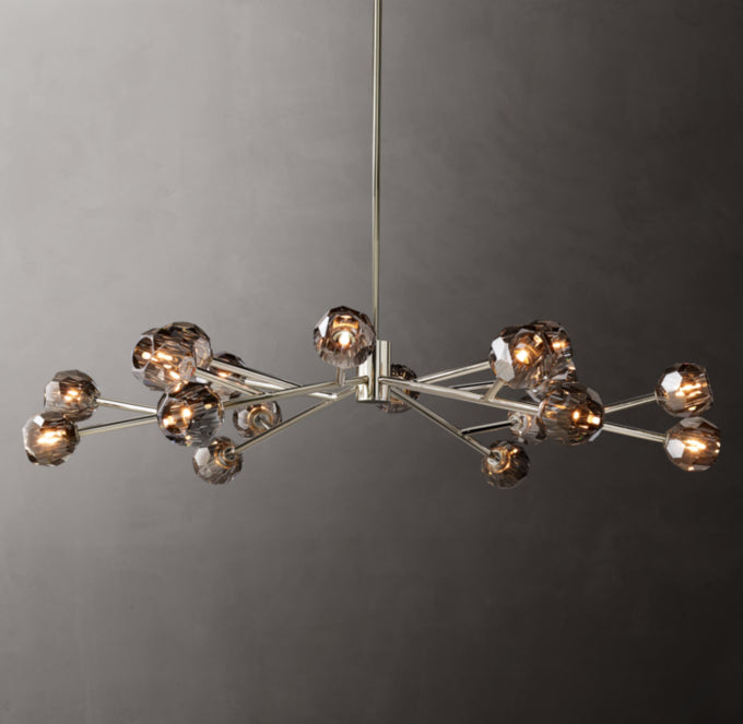 Crystal Sphere Tinted Glass Circular Chandelier 60"