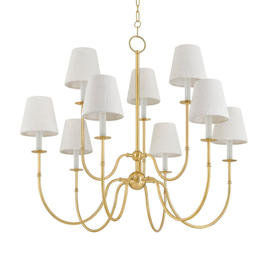 Amina 9-Light Chandelier in Aged Brass 39.25L x 39.25W x 33.5H