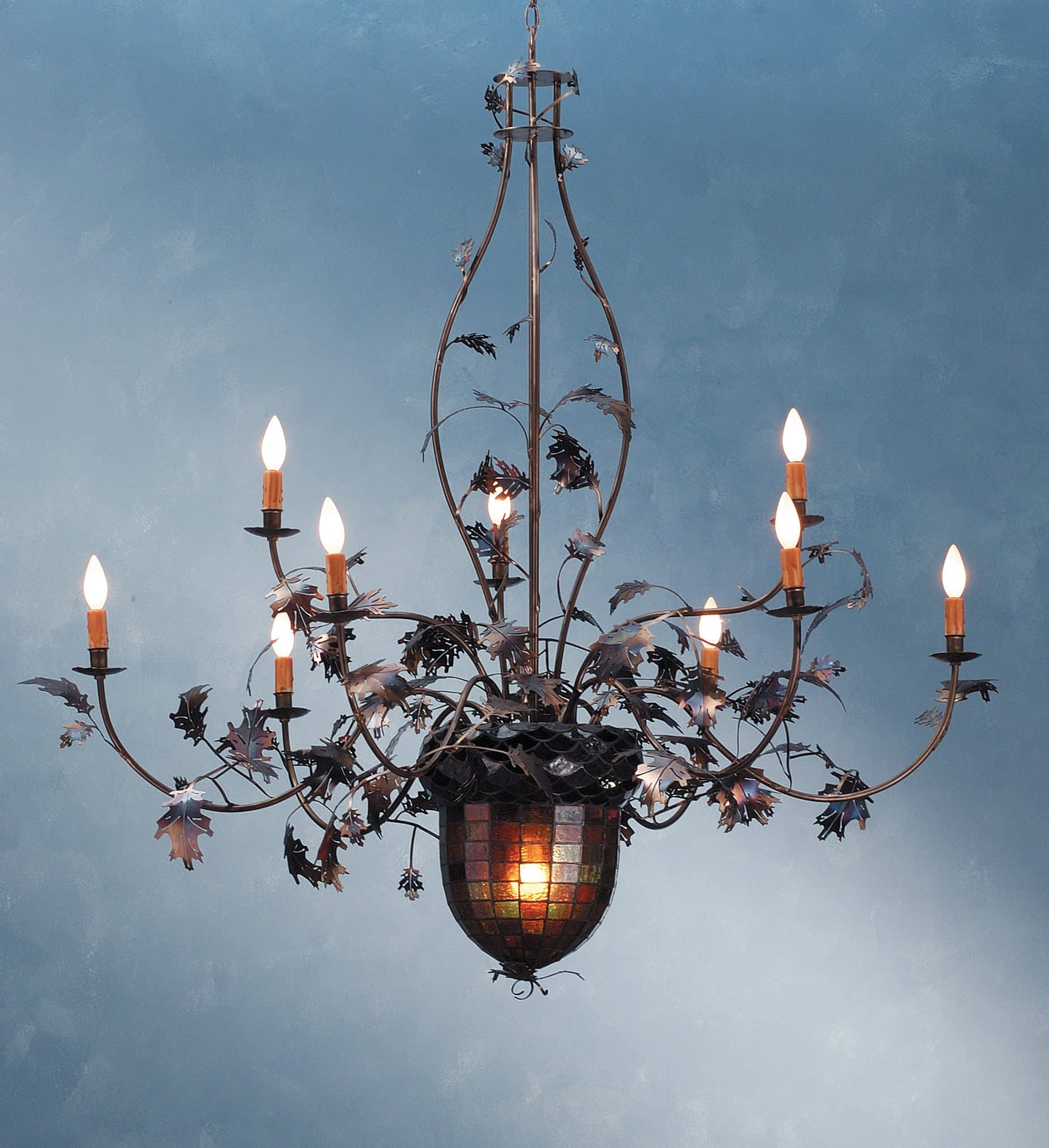 11 Light Up / Down Lighting Chandelier from the Acorn & Oak Leaves Collection