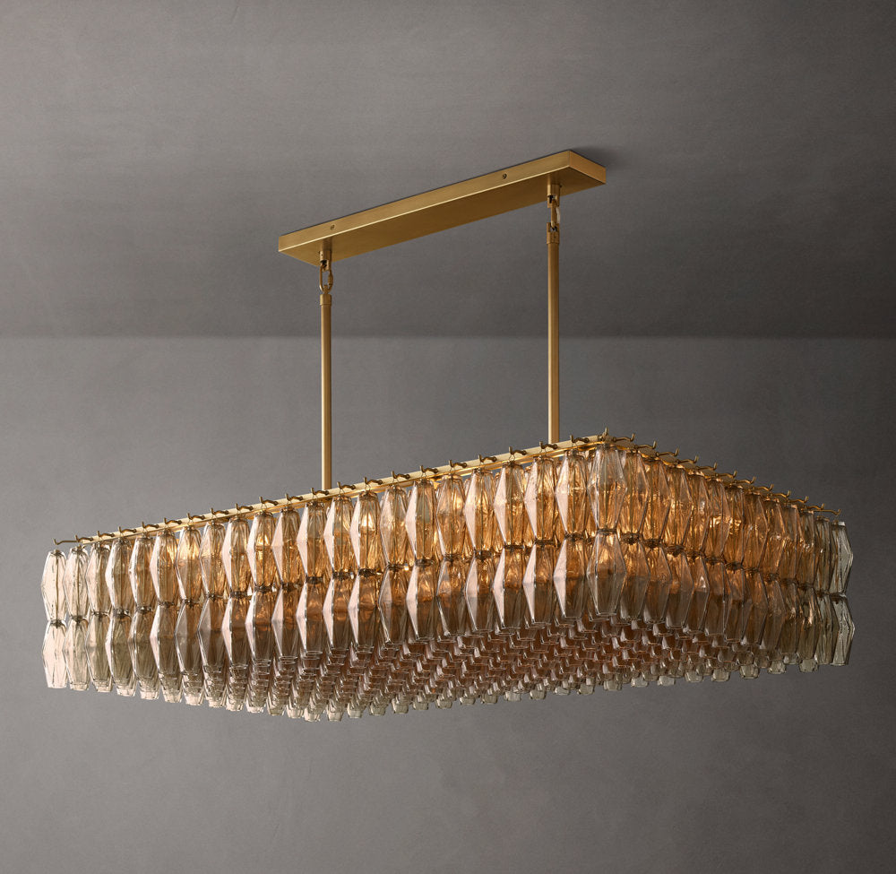 Chiara Rectangular Smoke Glass 54" Chandelier