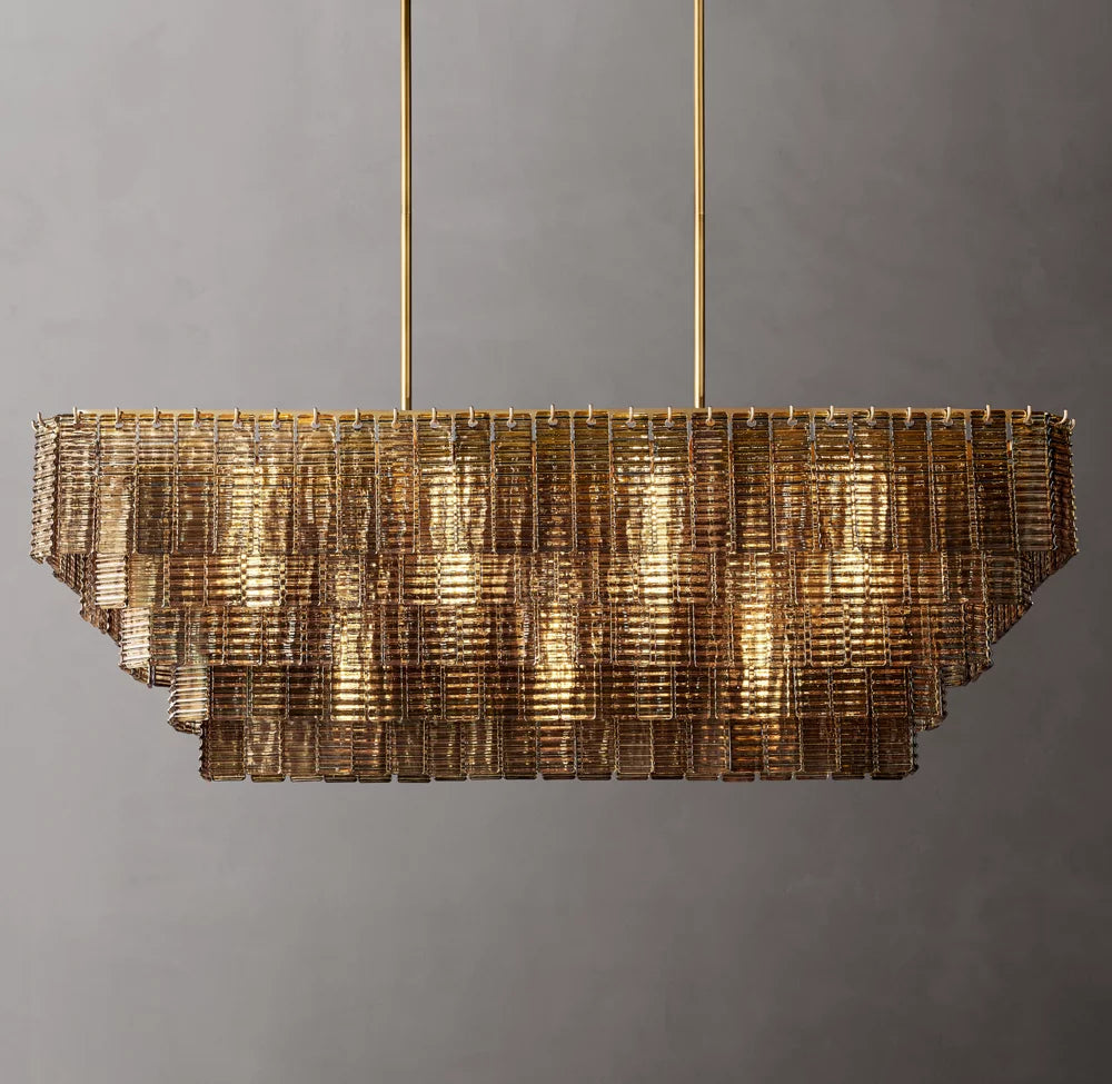 Sirene Smoke Glass Rectangular Chandelier 59"