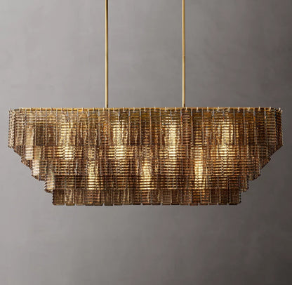 Sirene Smoke Glass Rectangular Chandelier 59"