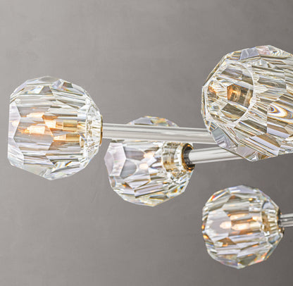 Crystal Sphere Transparent Glass Oval Chandelier 72"