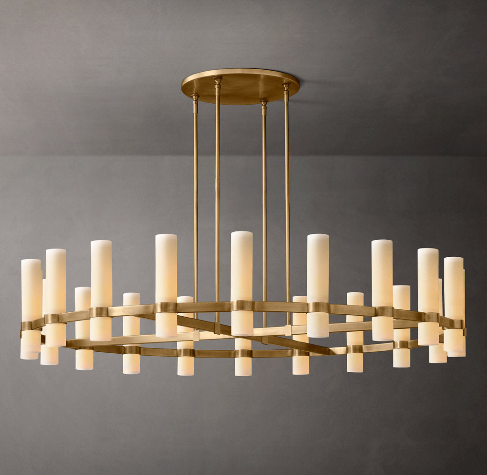 Ravelle Round Milk Glass Chandelier 60"