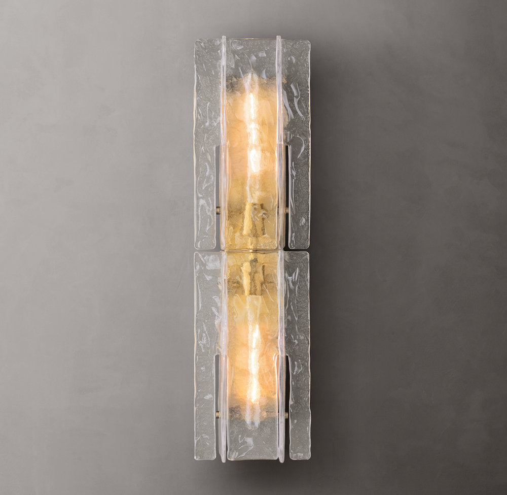 Grid Pattern Clear Glass Wall Sconce 30"