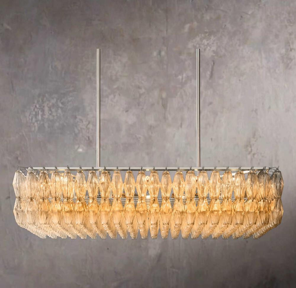 Chiaria Transparent Glass Rectangular Chandelier 54"