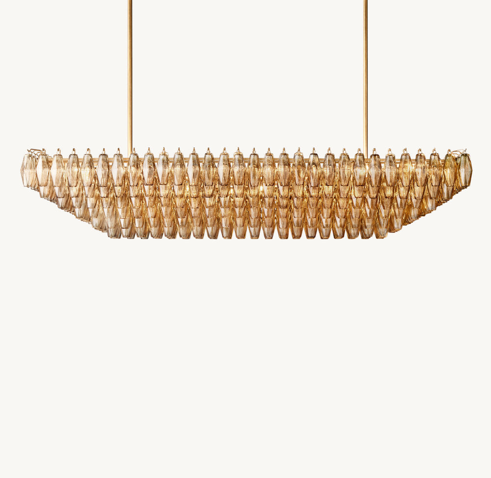 Chiara Tiered Rectangular Pendant Light with Smoke Glass 74"