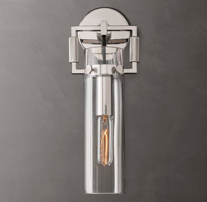 Machinist Glass Cylinder Sconce 12"