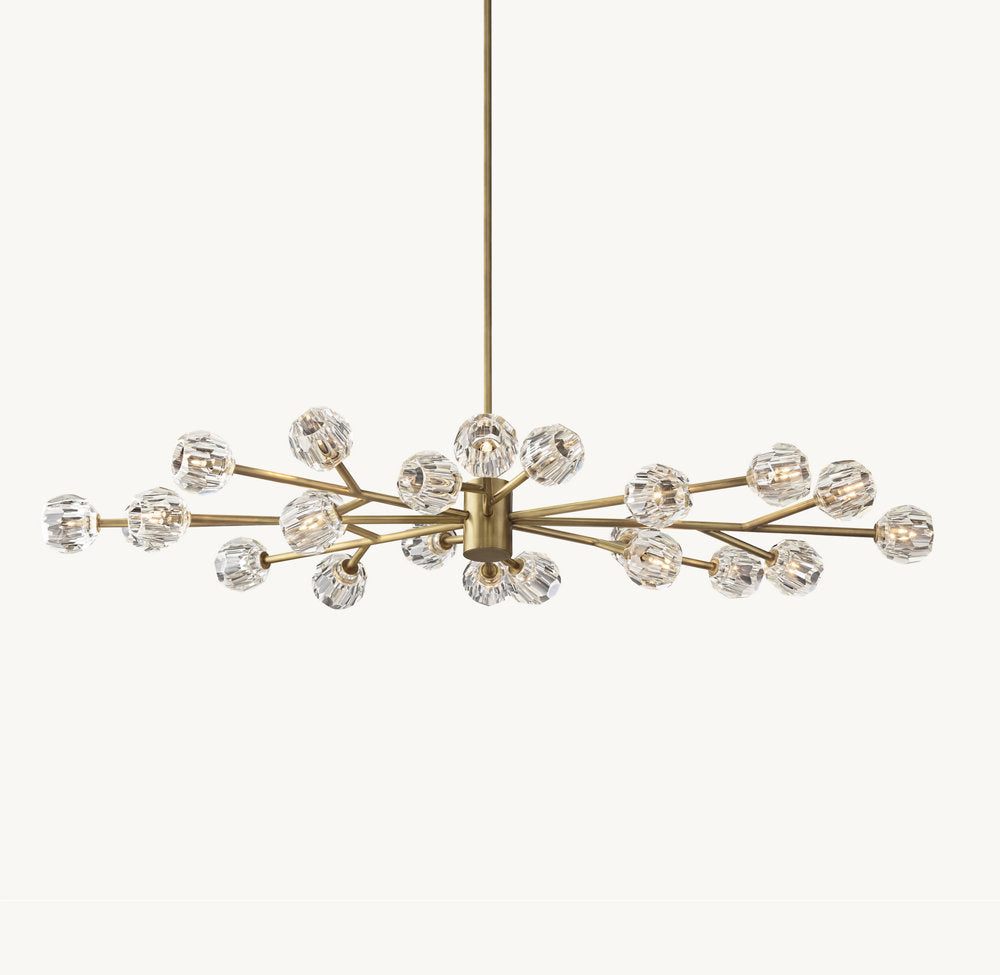 Crystal Sphere Transparent Glass Oval Chandelier 72"