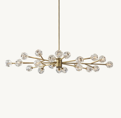 Crystal Sphere Transparent Glass Oval Chandelier 72"