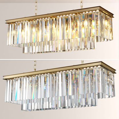Ryalin Rectangular Glass Chandelier 40"