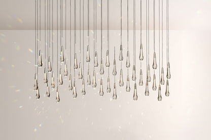 Raindrop Glass Solitaire Linear Chandelier