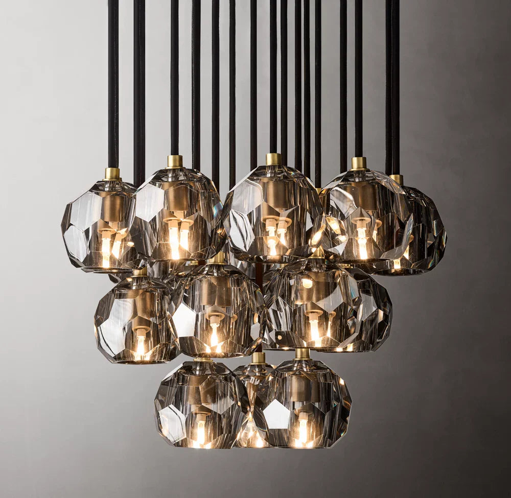 Boule De Cristal Smoke Glass Round Cluster Chandelier 19"