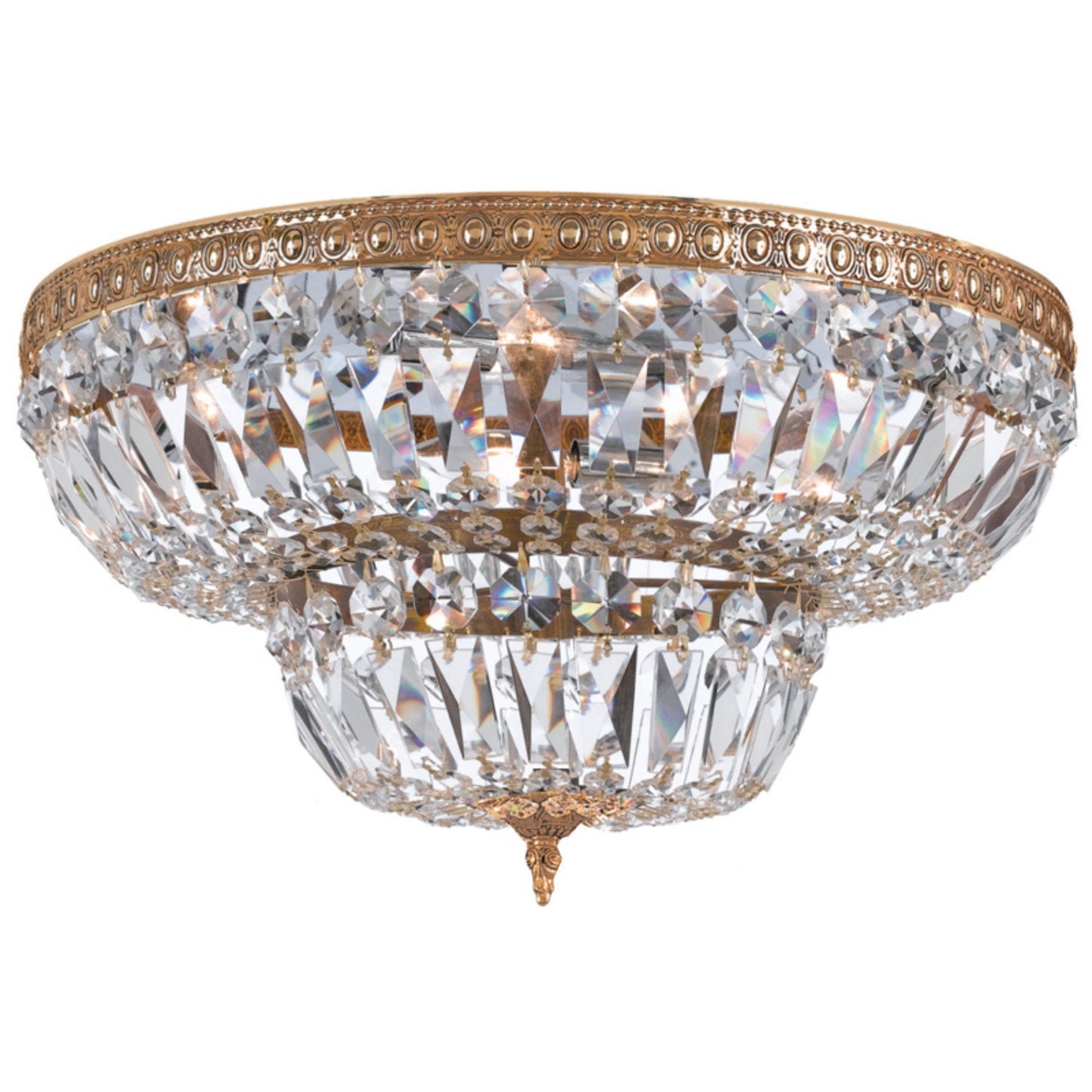 Waltham 30'' Clear Hand Cut Olde Brass Flush Mount Gold 30"W x 16"H x 30"D