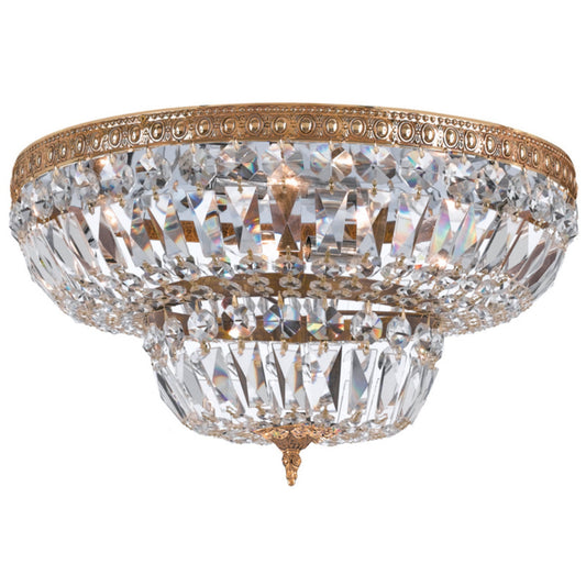 Waltham 30'' Clear Hand Cut Olde Brass Flush Mount Gold 30"W x 16"H x 30"D