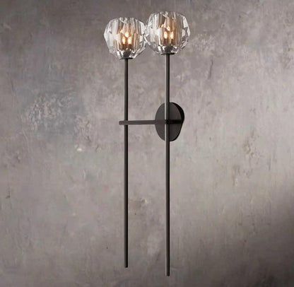 Crystal Sphere Clear Glass Grand Double Wall Sconce