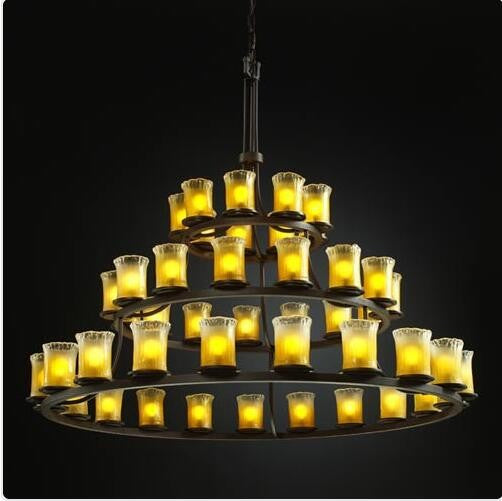 Forty-Five-Light<br > Three-Tier Ring Chandelier