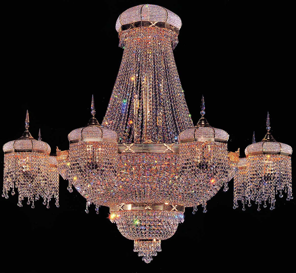Entryway/ foyer big crystal chandelier in gold plated finish