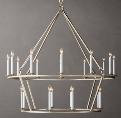 19TH C. ENGLISH OPENWORK TWO-TIER ROUND CHANDELIER 50"