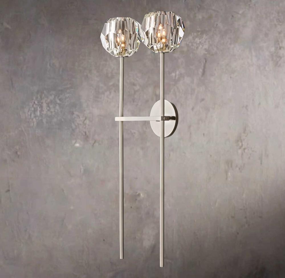 Crystal Sphere Clear Glass Grand Double Wall Sconce