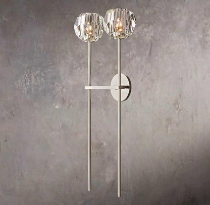 Crystal Sphere Clear Glass Grand Double Wall Sconce
