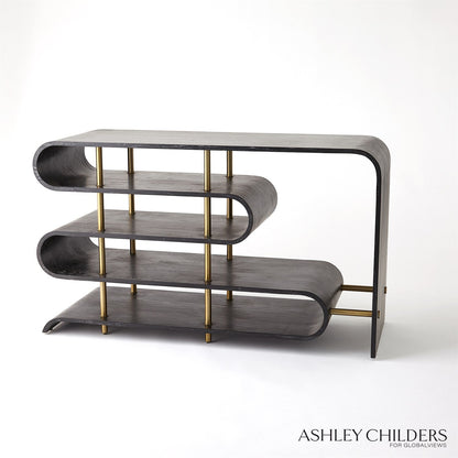 Global Views Ebony Cerused Traverse Console Table