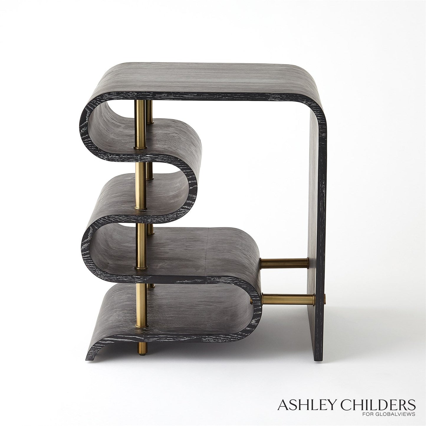Global Views Ebony Cerused Traverse Side Table
