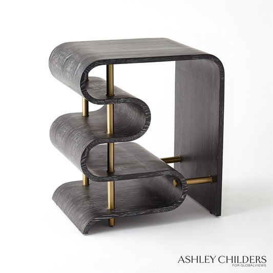 Global Views Ebony Cerused Traverse Side Table