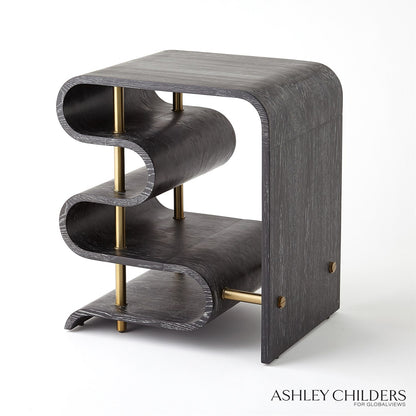 Global Views Ebony Cerused Traverse Side Table
