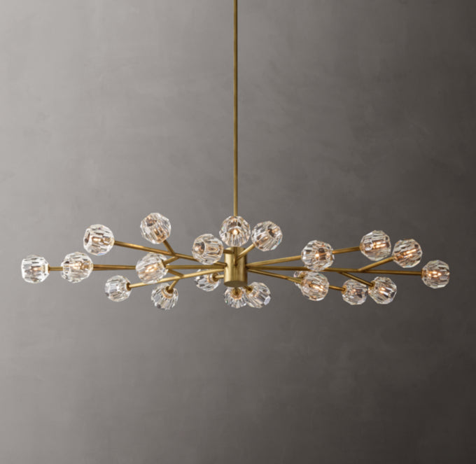 Crystal Sphere Transparent Glass Oval Chandelier 72"