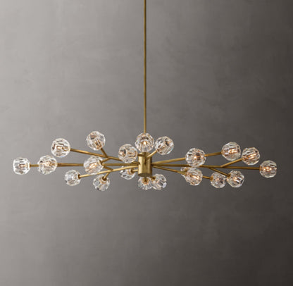 Crystal Sphere Transparent Glass Oval Chandelier 72"