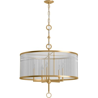 KOHLER Terret 5 -Light Brushed Gold Transitional For Use in Dining Rooms, Foyers, Chandelier