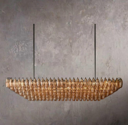 Chiara Tiered Rectangular Pendant Light with Smoke Glass 74"