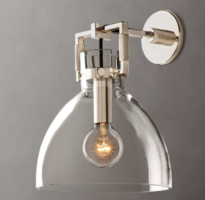 Machinist Glass Cloche Sconce 10"