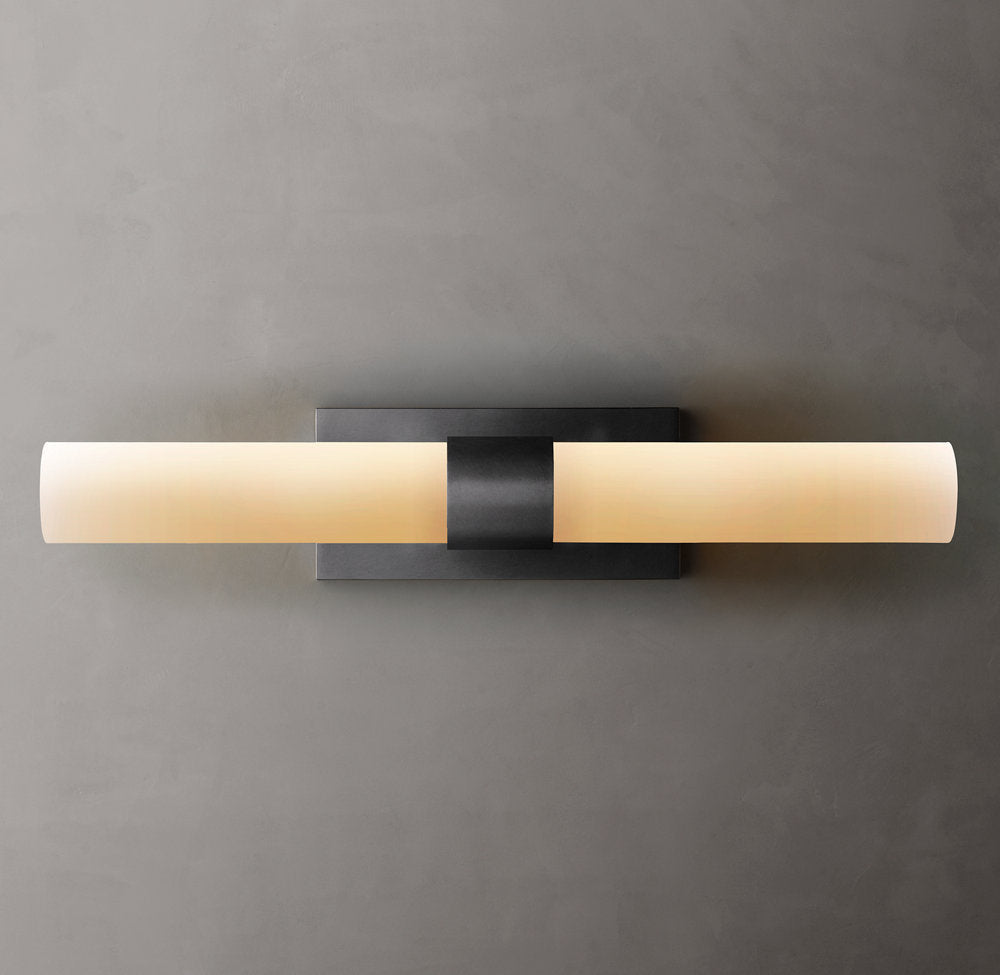 Ravelles Opal Milk Glass Linear Wall Sconce