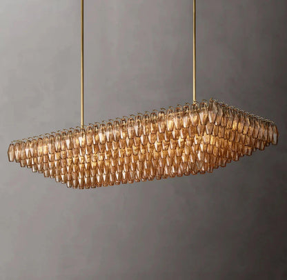 Chiara Tiered Rectangular Pendant Light with Smoke Glass 74"
