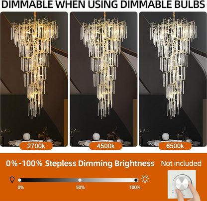 Modern Ice Strip Crystal Tree Branch Staircase Chandelier 95"