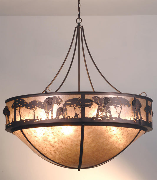 12 Light 54" Wide Pendant with Handmade Shade
