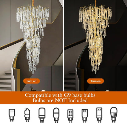 Modern Coin Type Modern Crystal Tree Branch Staircase Chandelier 95"