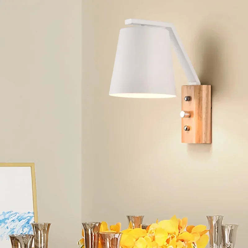 Solid Wood & Glass Wall Lamp – Bedroom Bedside or Bar Aisle Light