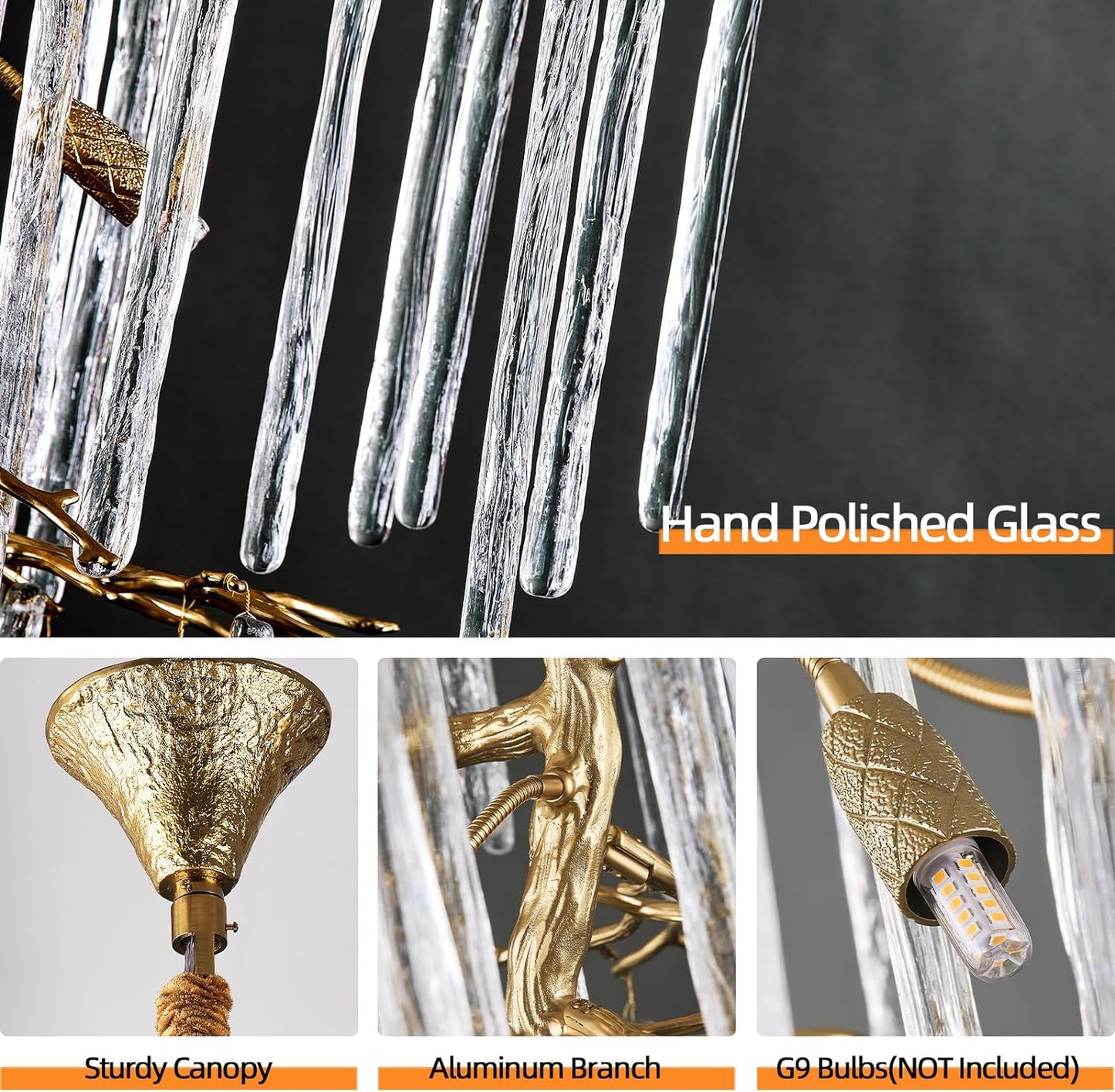 Modern Ice Strip Crystal Tree Branch Staircase Chandelier 95"