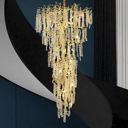 Modern Coin Type Modern Crystal Tree Branch Staircase Chandelier 95"