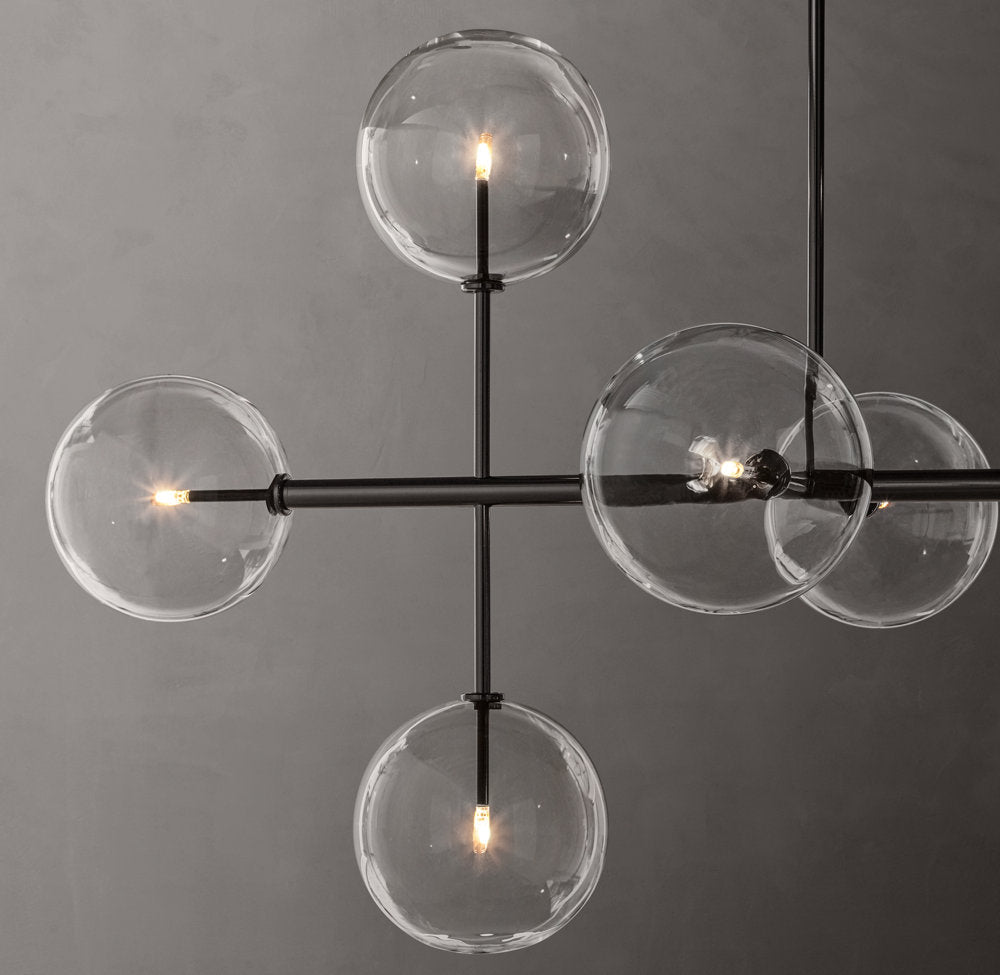 Glass Orbital Mobile Linear Chandelier
