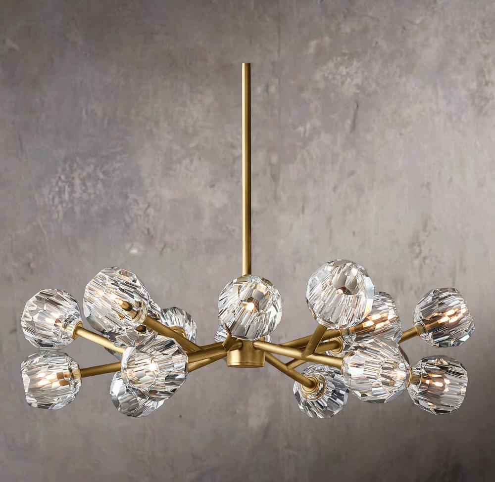 Crystal Sphere Clear Glass Round Chandelier 36"