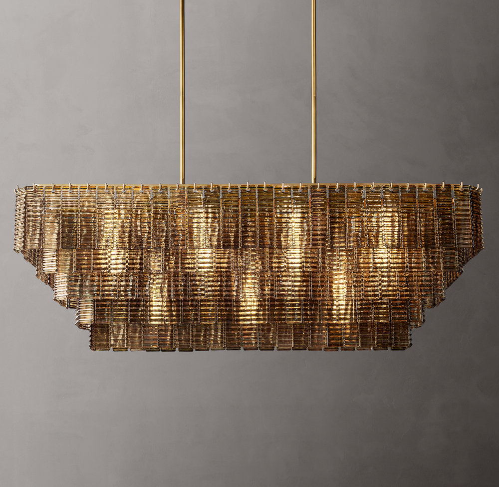 Sirene Smoke Glass Rectangular Chandelier 59"