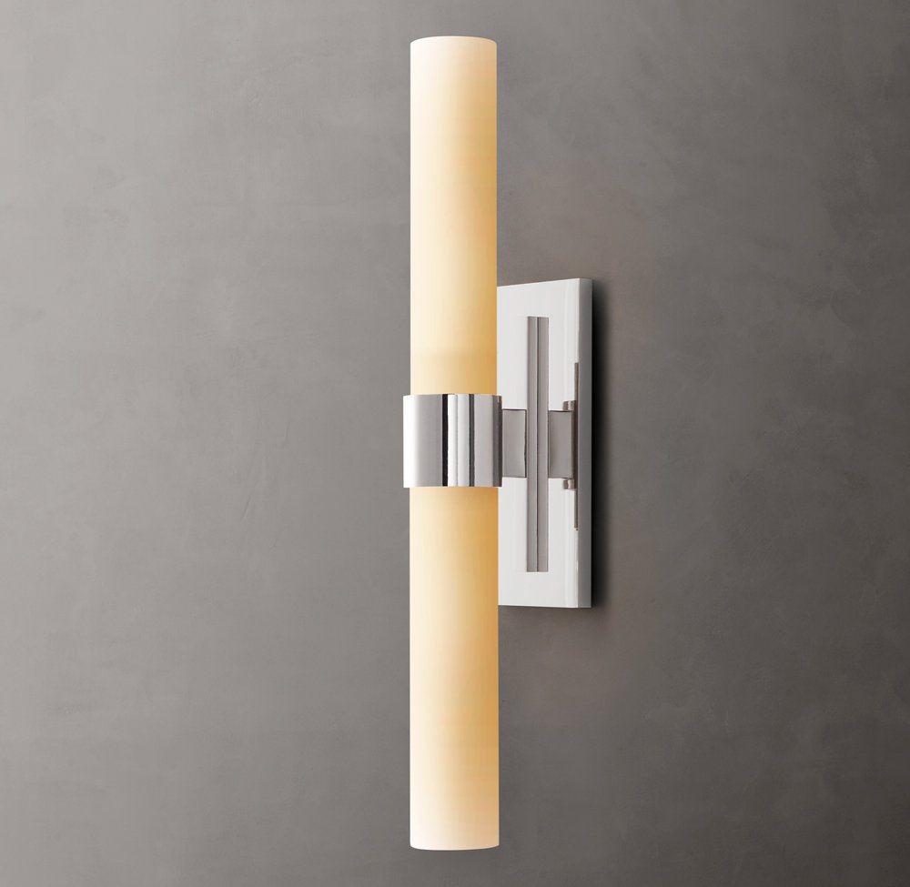 Ravelles Opal Milk Glass Linear Wall Sconce