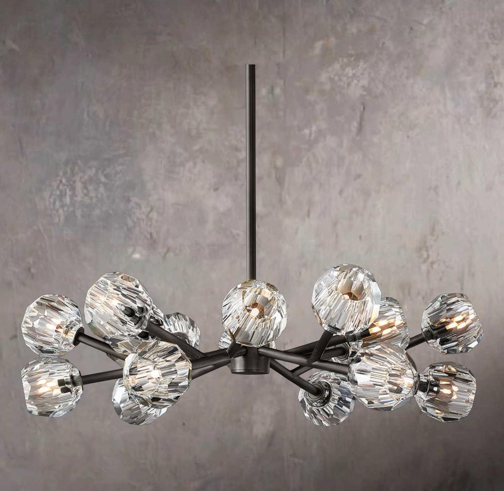 Crystal Sphere Clear Glass Round Chandelier 36"